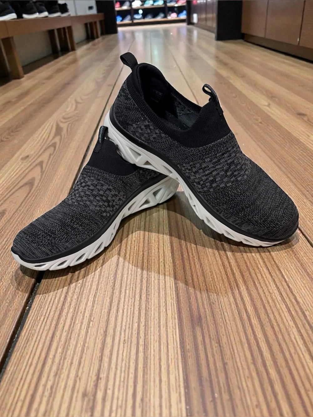 Sketchers Women’s Knit Sneakers - Black and White - Picture 3 of 8